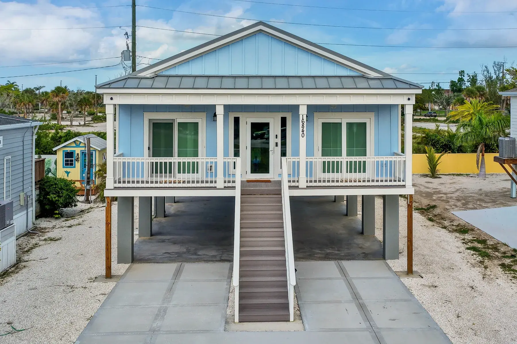 Completed elevated modular home in South Fort Myers, Florida