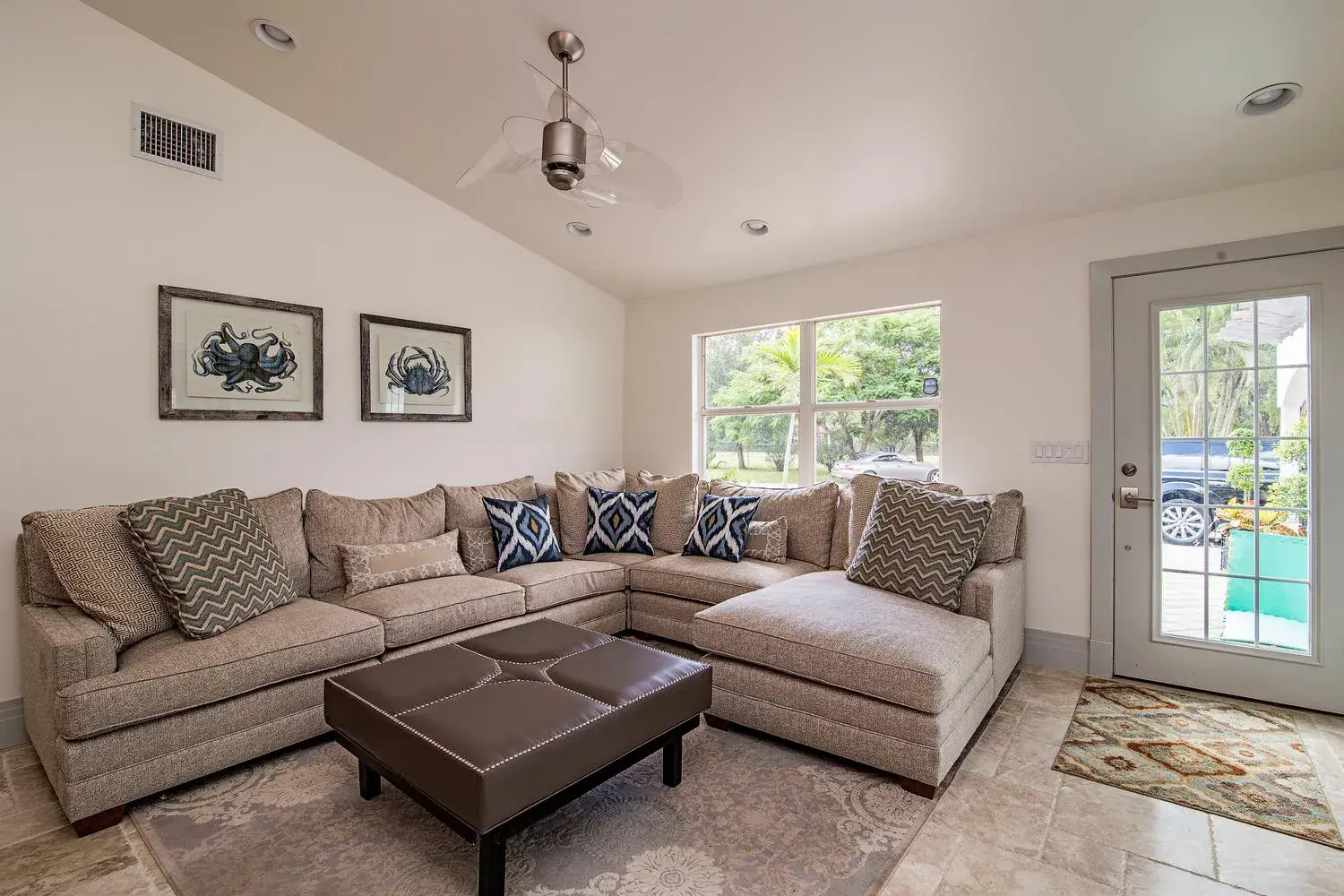 Completed whole-home living room remodel in Naples, Florida